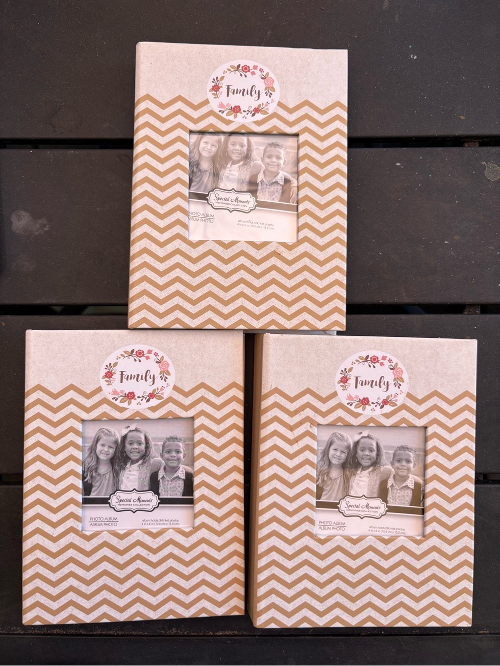 3 Special Moments Chevron Photo Album - Tan and White